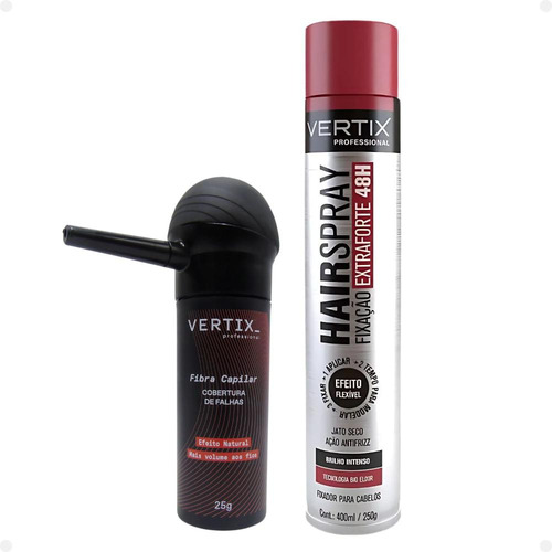 Fibra Castanho Escuro, Aplicador E Spray Extraforte Vertix