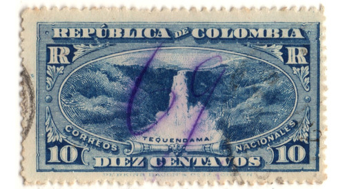 Colombia 10 Centavos Recomendado 1917 Estampilla R 21