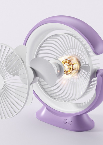 Ventilador De Escritorio Lámpara De Mesa Luna Carga Usb