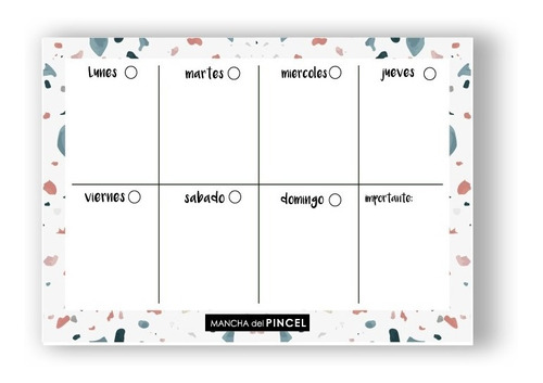 Planner Semanal Borrable A4 Imantado Terrazo