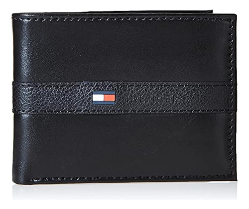 Billetera De Cuero Tommy Hilfiger Para Hombre, Delgada, Pleg