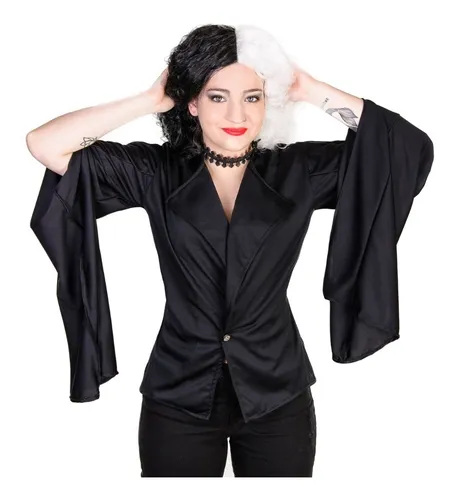 Disfraz Cruella Chaqueta Niños + Peluca Sin Flequillo
