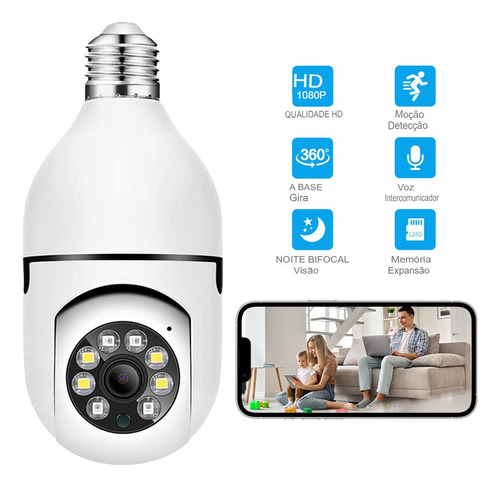 Câmera Ip Lâmpada Inteligente Sensor 360o Ptz C/ Sensor B-17