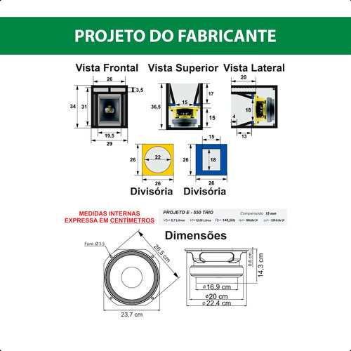 Alto-falante Eros E550 Trio - 550w Rms - 8 Ohms