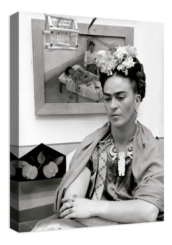 Cuadro Decorativo Canvas Coleccion Frida Kahlo 60x45 Color Unos Cuantos Piquetitos Armazón Natural