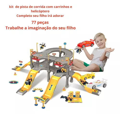 Pista Infantil Speedster Heliporto Carrinho e Helicóptero