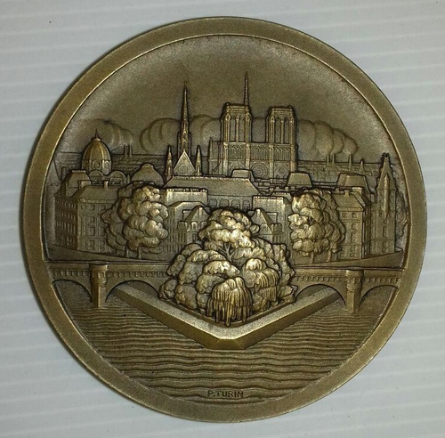 Medalla Paris Bronce Notre Dame Y Mapa L'ile De La Cite 1927