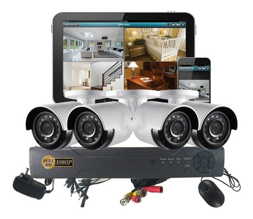 Kit 4 Cámaras Seguridad Hd Cctv Exterior Vision Nocturna 720