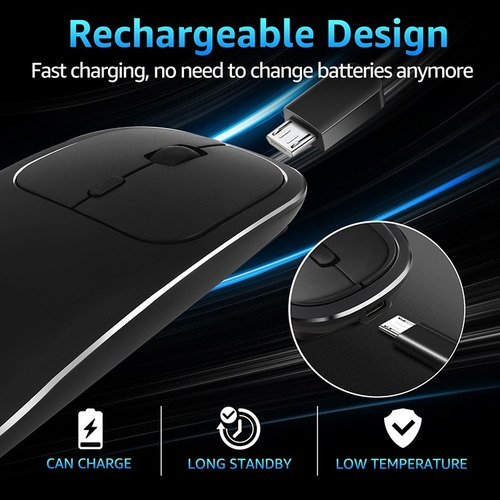 Imagen 2 de 4 de Mouse Inalámbrico P/ Macbook iPad Bluetooth Recargable