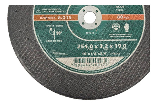 Disco Telstar Corte Ferro C.10x3/4 - Kit C/5 Unidades