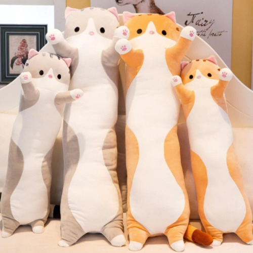 Almofada Travesseiro Pelucia Gigante Gato Gatinho 130c Cinza