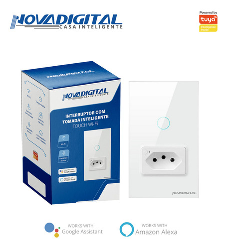 Interruptor Com Tomada Inteligente Wifi Novadigital 1 Botão