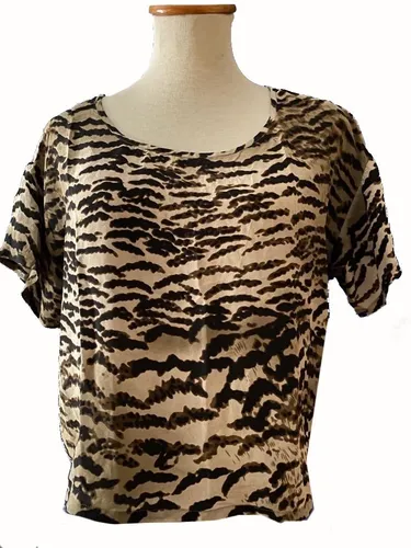 Blusa Animal Print Gasa Escote Redondo 1 Marca De Plaza