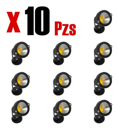 Led Jardin Negro 3w  Luz Calida 10 Pz