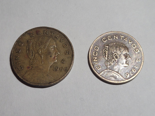 Cinco Centavos De Josefa 1965, 1966 Y 1976.