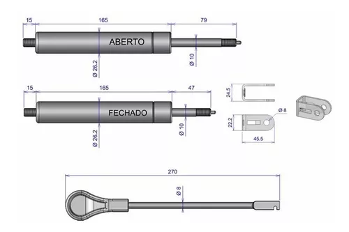 Kit Amortecedor Cadeira Barbeiro Reclinável Pistão A Gás