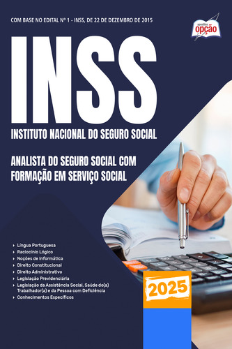 Apostila Completa Analista Do Seguro Social - Serviço Social - Inss 2025 - Editora Opção
