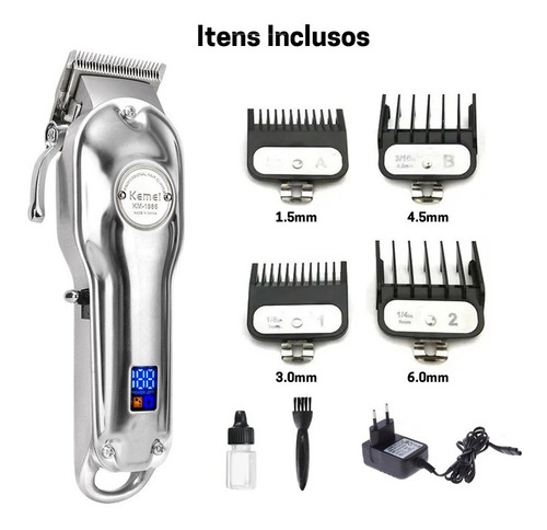 Cortadora de pelo Kemei KM-1986 plata 100V/240V