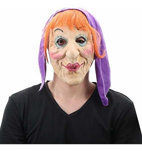 Women's Old Lady Witch Mask - Face Masks With Hair And Banda