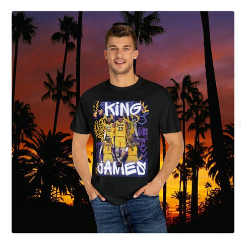 Polera Unisex Lakers Nba James King Los Angeles Estampado