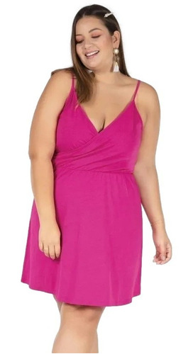 Vestido Feminino De Alças Plus Size Curto Alcinha Evasê