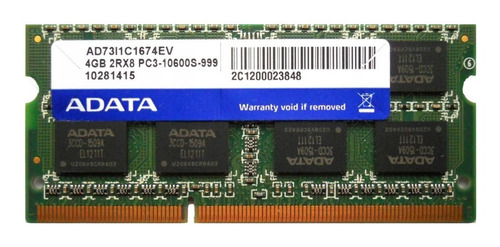 Imagen 1 de 1 de Memoria Ram Ddr3 4gb Adata 10600s 1333mhz Sodimm Laptop