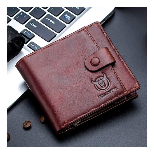 Bullcaptain - Billetera De Cuero Mate Qb-038-h-cf Café Color Marrón Claro