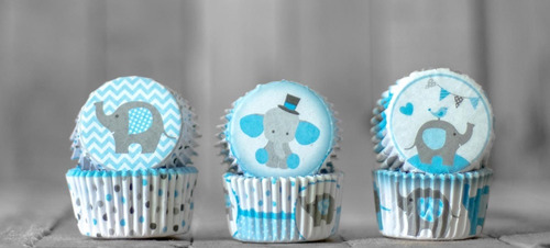 Pirotines N10 Cupcake Bebe Elefantitos Baby Shower 75u.