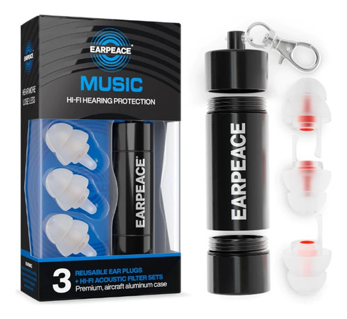Protector Auditivo Tapones Para Oidos Earpeace Music # Color Negro