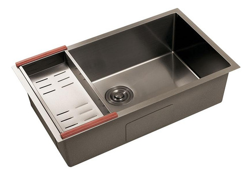 Cuba Cozinha Gourmet Aço Inox Quadrada 69 Cm - Preto