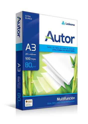 Resma Autor A3 80 Gr500 Hs X 1 Unidad Inkjet Oficina Tecnica