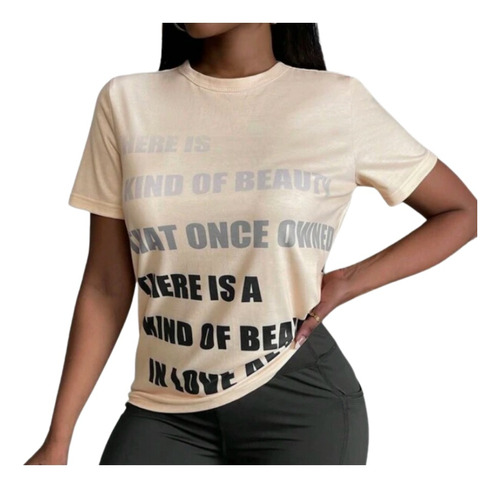 Camiseta Con Estampado De Frases Para Mujer.