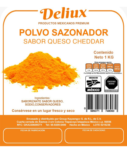Polvo Queso Cheddar 1 Kg