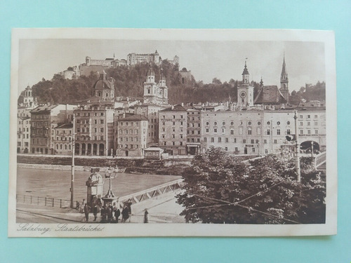 Austria Sepia Postal Salzburg Staatsbrucke