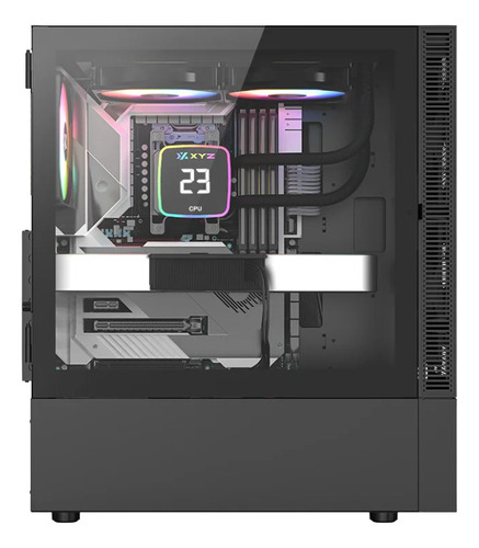 Chasis Xyz Airone 200 Mesh Negra 5.fan Argb Color Negro