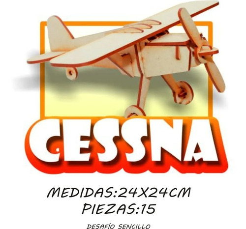 Rompecabezas Maqueta 3d Avión Cessna Madera 