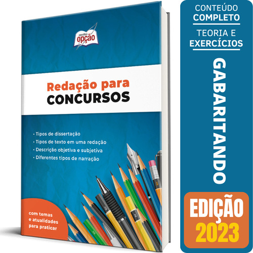 Apostila Redação Para Concursos, Vestibulares E Enem, De Professores Especializados. Apostilas Para Concursos, Vol. Único. Editorial Apostilas Opção, Capa Mole, Edição Setembro/2023 Em Português, 2023