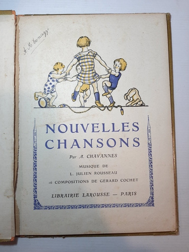 Antiguo Libro Canciones Para Niños Francés Ro 1112