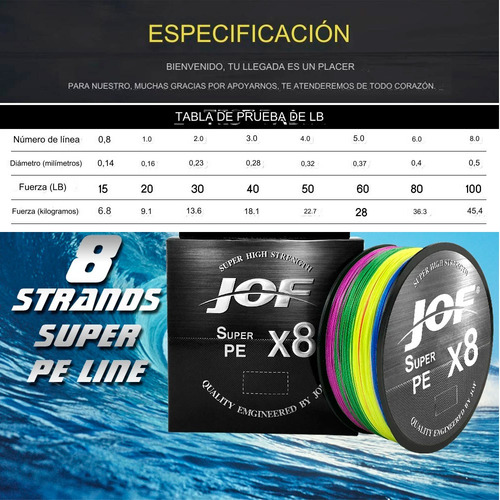 Hilo Pesca Multifilamento De 8 Hebras Jof 0.37mm 150mt