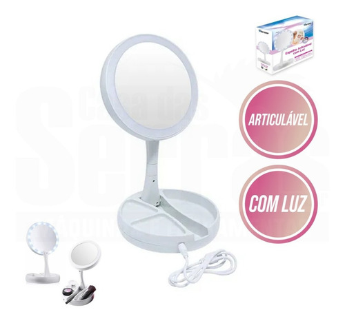 Espejo articulado con luz LED Mr-10 Western Frame de 28,5 cm, color blanco