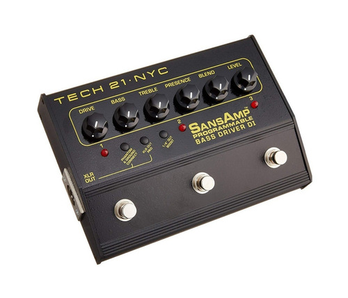 Imagem 2 de 2 de Pedal de efeito para instrumento de cordas Tech 21 SansAmp Programmable Bass Driver Di preto