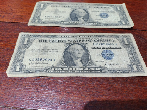 Billetes De 1 Dólar, Del Año 1957, Sello Azul