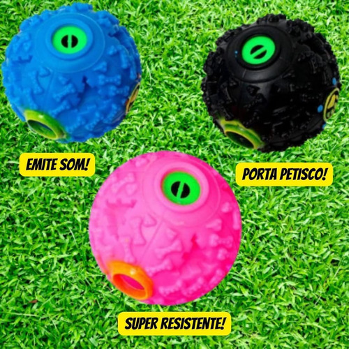 Kit 3 Bola Interativa Brinquedo Cães Com Som Porta Petisco