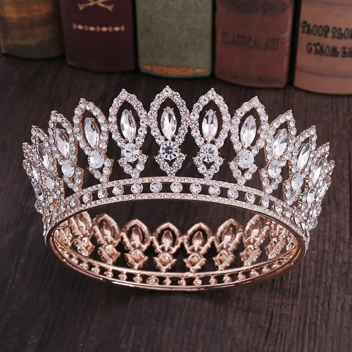 Corona De Reina De Cristal Barroco For Mujer, Redonda, Con