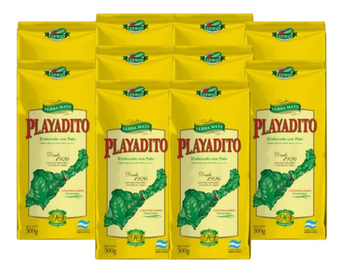 Pack Yerba Mate Playadito Tradicional Paquete 500gr X 10un.