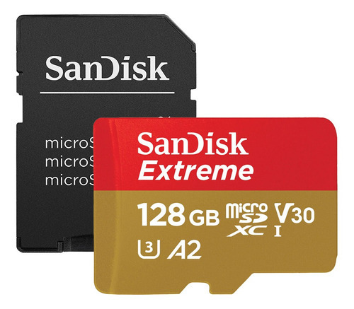 Sandisk Tf Extreme 190mb/s 128gb (verm/dourado) A2