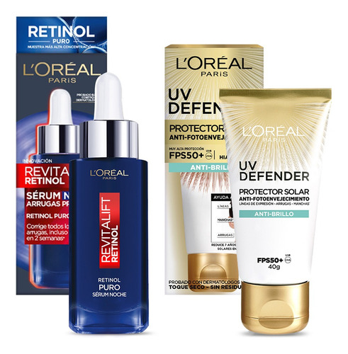 L'oréal Paris Kit Sérum Revitalift Retinol + Uv Antibrillo