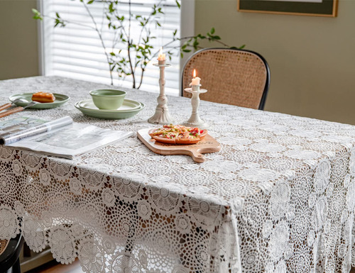 Ghoawent Mantel De Encaje De Algodn Blanco Para Restaurantes