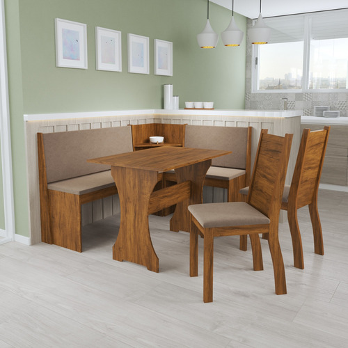 Juego De Comedor Esquinero Mesas Sillas Tapizadas Canto Big