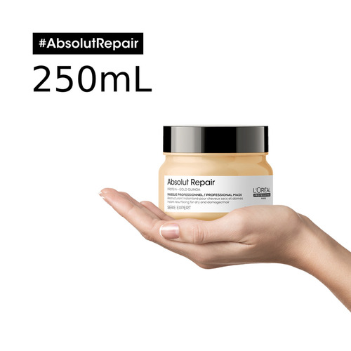 Imagen 11 de 12 de Set Absolut Repair Shampoo + Máscara Dorada L'oréal Pro